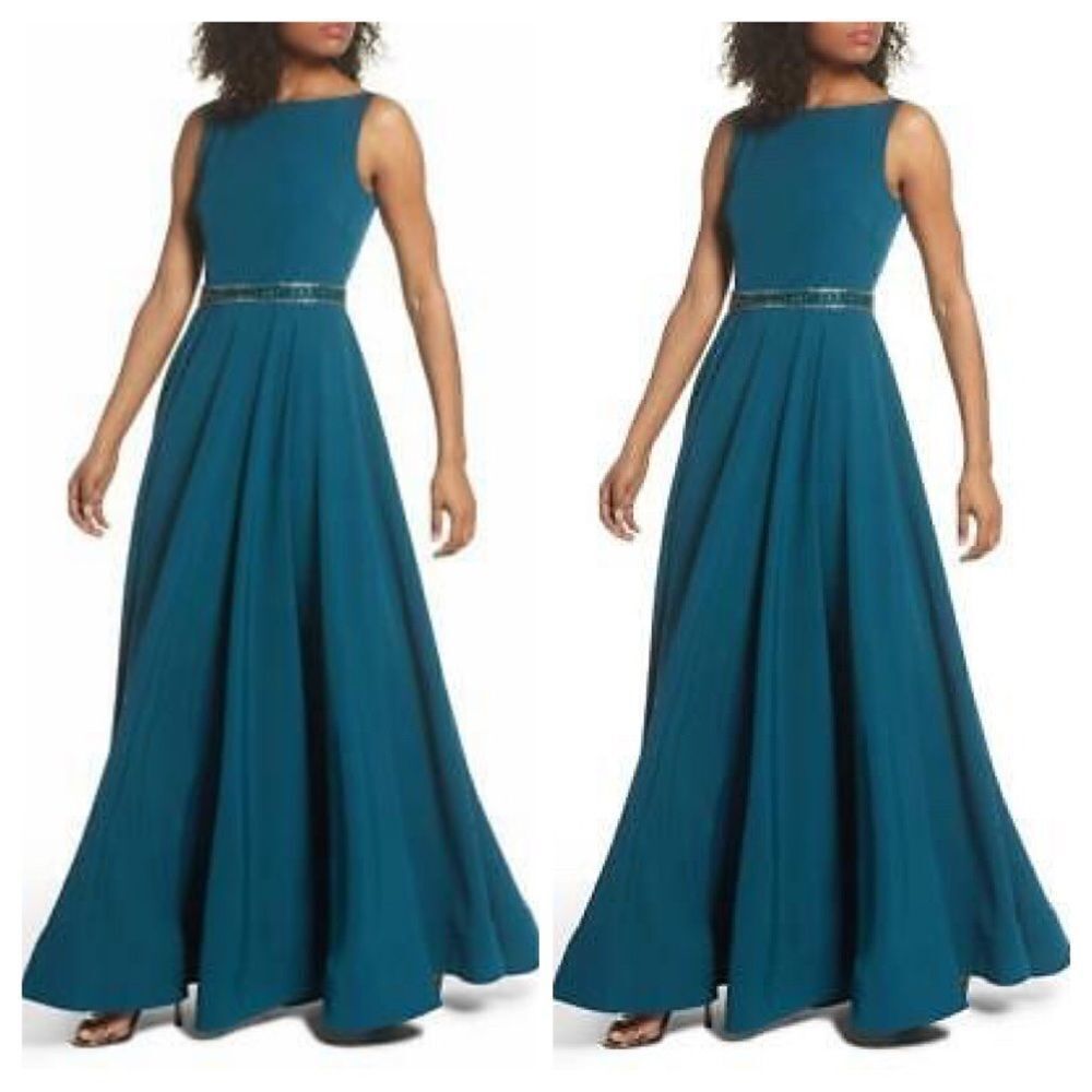 Mac Duggal Teal Maxi Dress